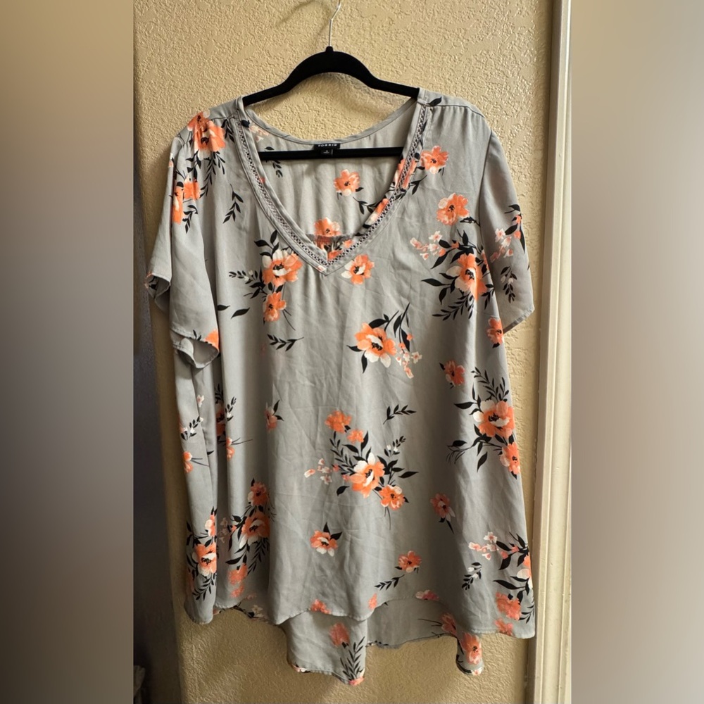 Torrid Gray and Orange Floral Tunic